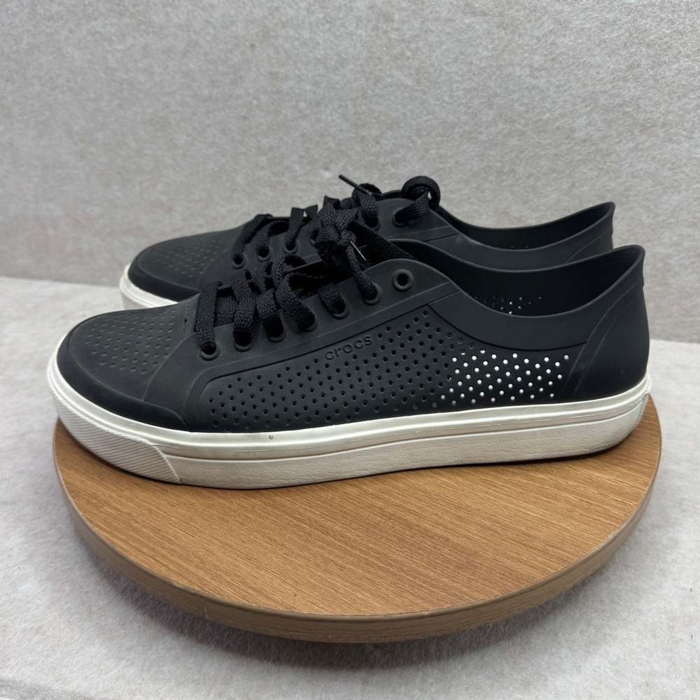 Crocs CitiLane‎ Roka Sneaker Black Men's Size 10 Water Shoes Lace Up Perforated - Picture 3 of 9